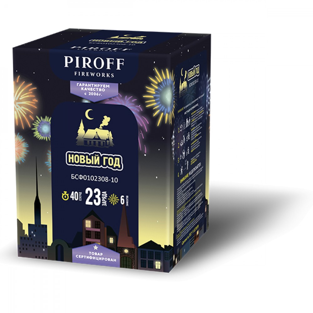 Фейерверк с фонтаном 23 залпа «Новый Год» Piroff БСФ0702308-10