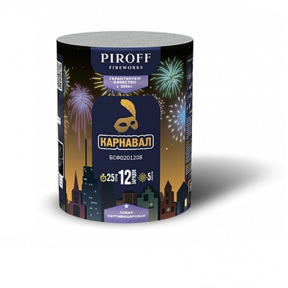 Фейерверк с фонтаном на 12 залпов «Карнавал» Piroff БСФ0201208